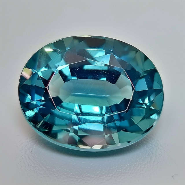 Zircon gemstone with a blue-greenish hue